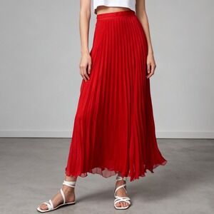 bebe Accordion Pleated Maxi Skirt Scarlet Red size XS